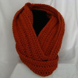 Crochet Infinity Scarf Rust