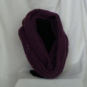 Crochet Infinity Scarf Purple Plum