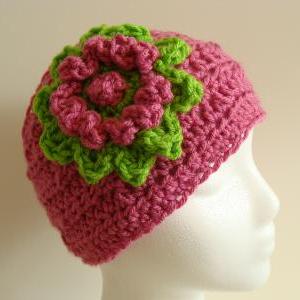 Crochet Head Warmer Pink And Lime Green Do Bob..