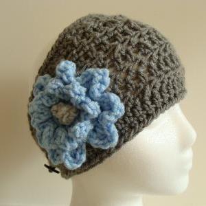 Crochet Head Warmer Charcoal And Sky Blue Do Bob..