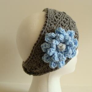 Crochet Head Warmer Charcoal And Sky Blue Do Bob..