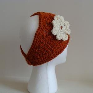 Crochet Head Warmer Rust Orange And Cream Do Bob..