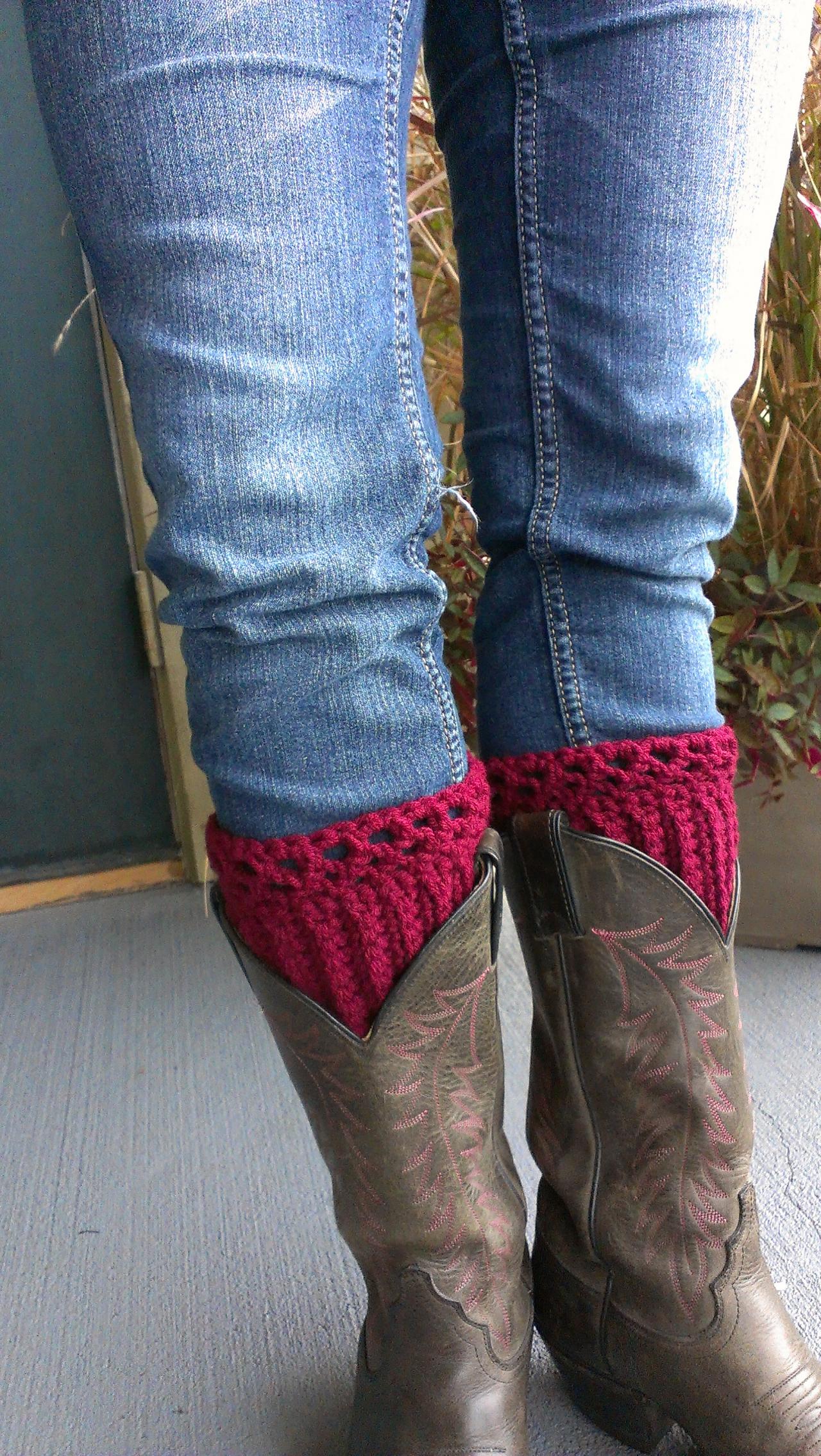 Crochet Boot Cuff Leg Warmer Burgundy