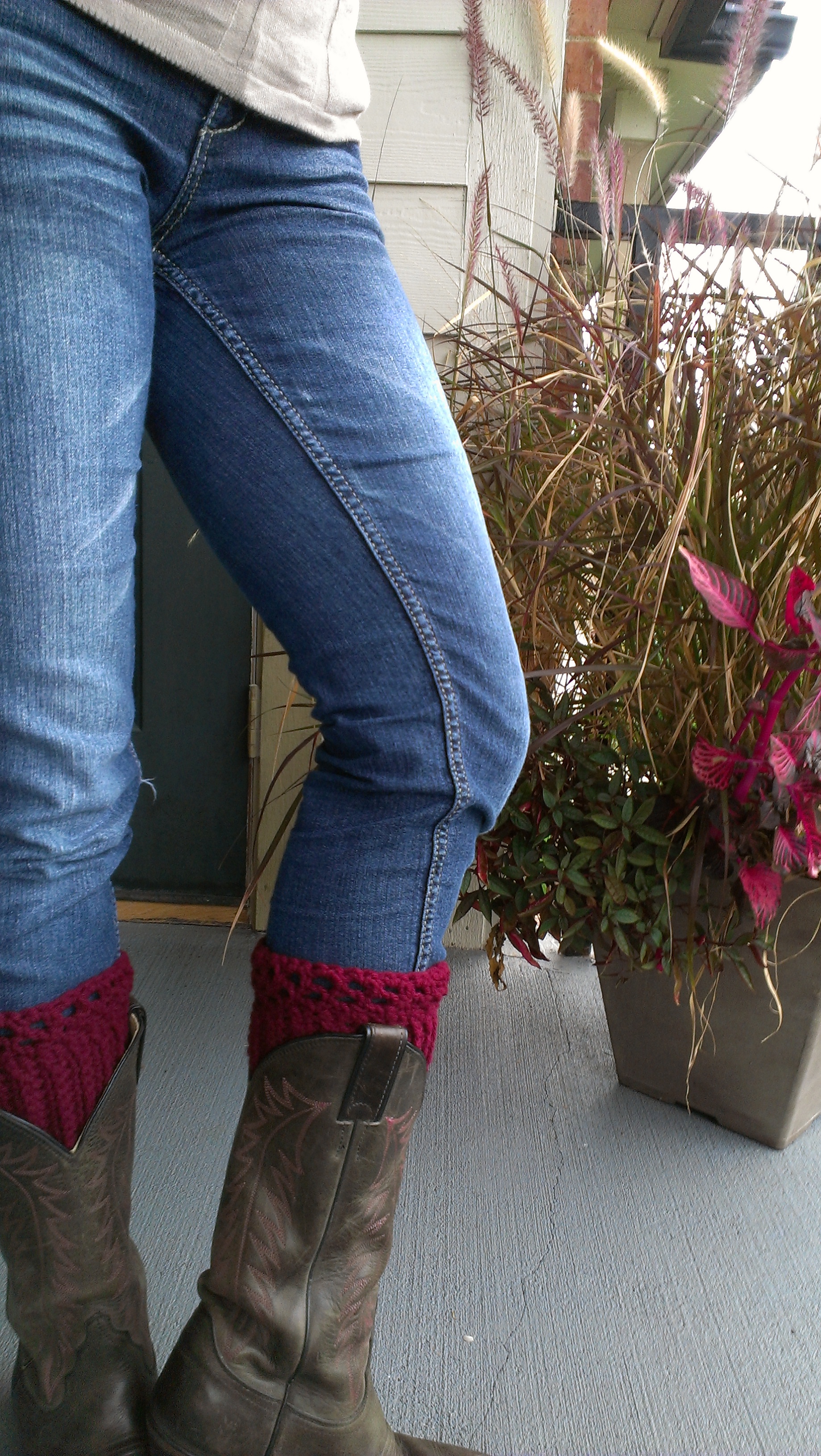 Crochet Boot Cuff Leg Warmer Burgundy on Luulla